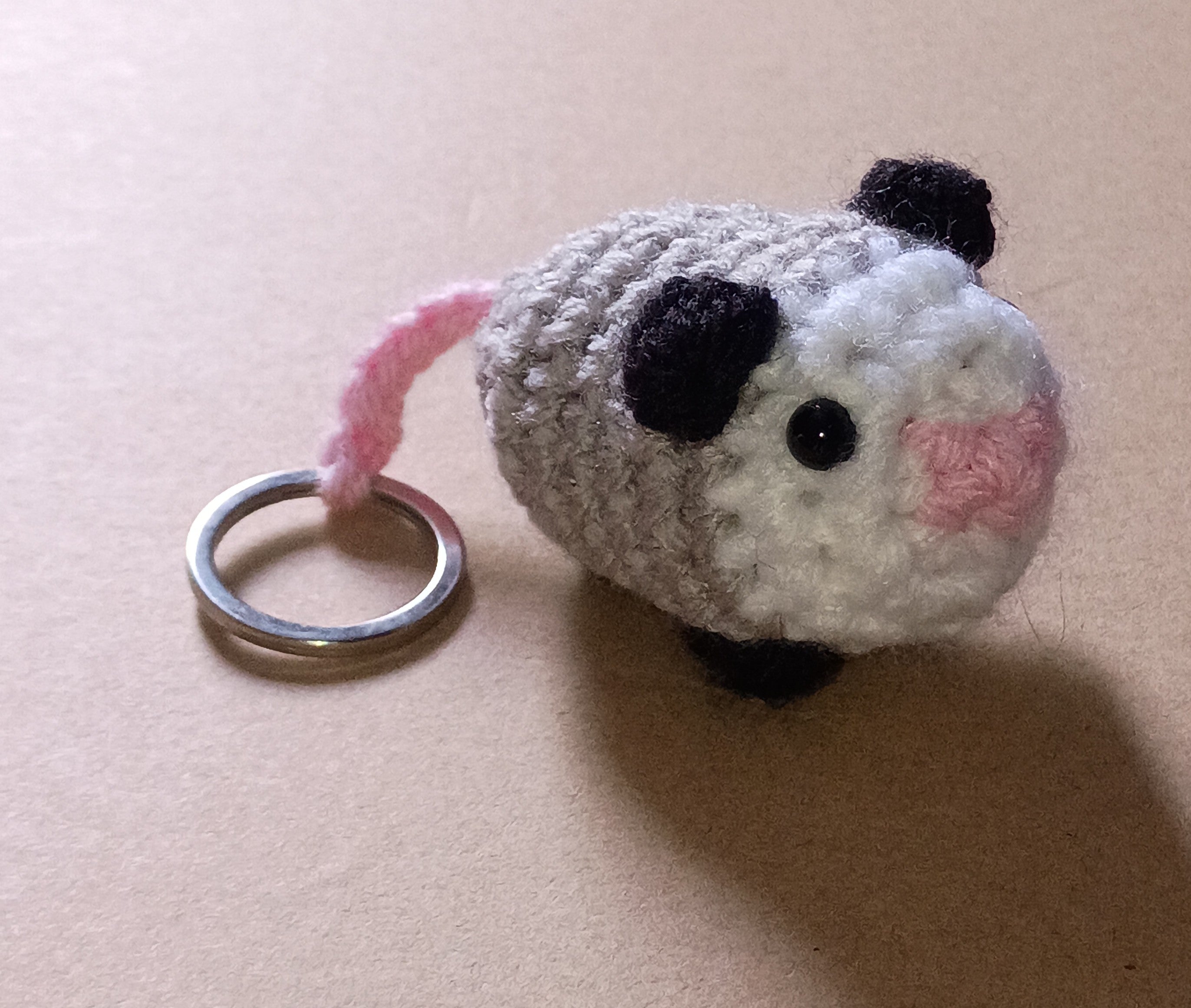 Crochet Opossum Keychain